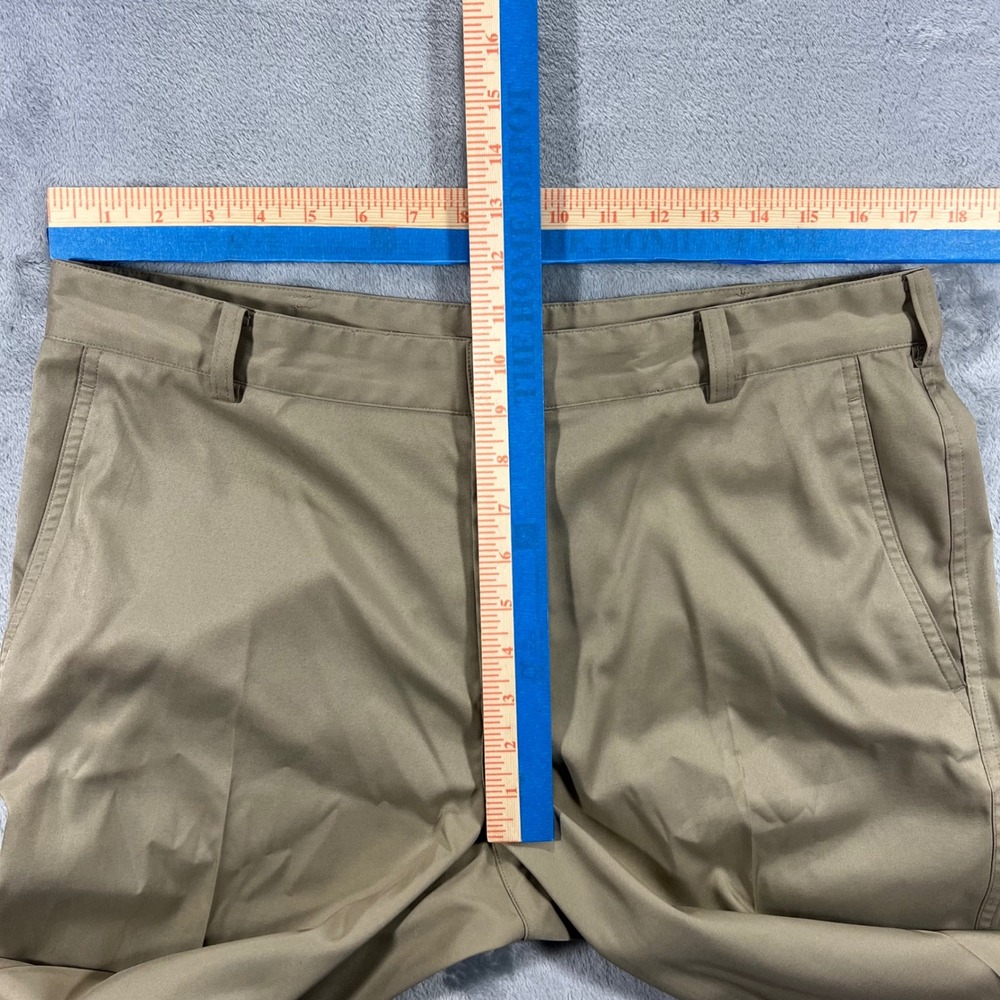 NIKE Golf Pants Mens 34x32 Khaki Good Dri-FIT Flat Front Trousers 472532-235 - Picture 9 of 16
